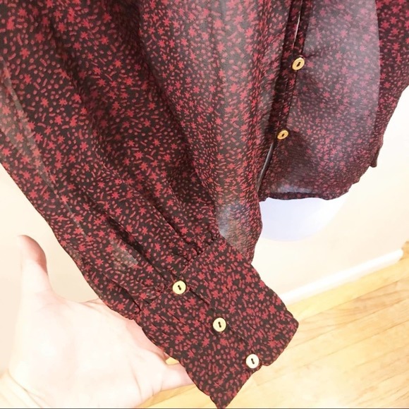 Cleobella Richie Button Down Sheer Red Blouse XS - Picture 5 of 16